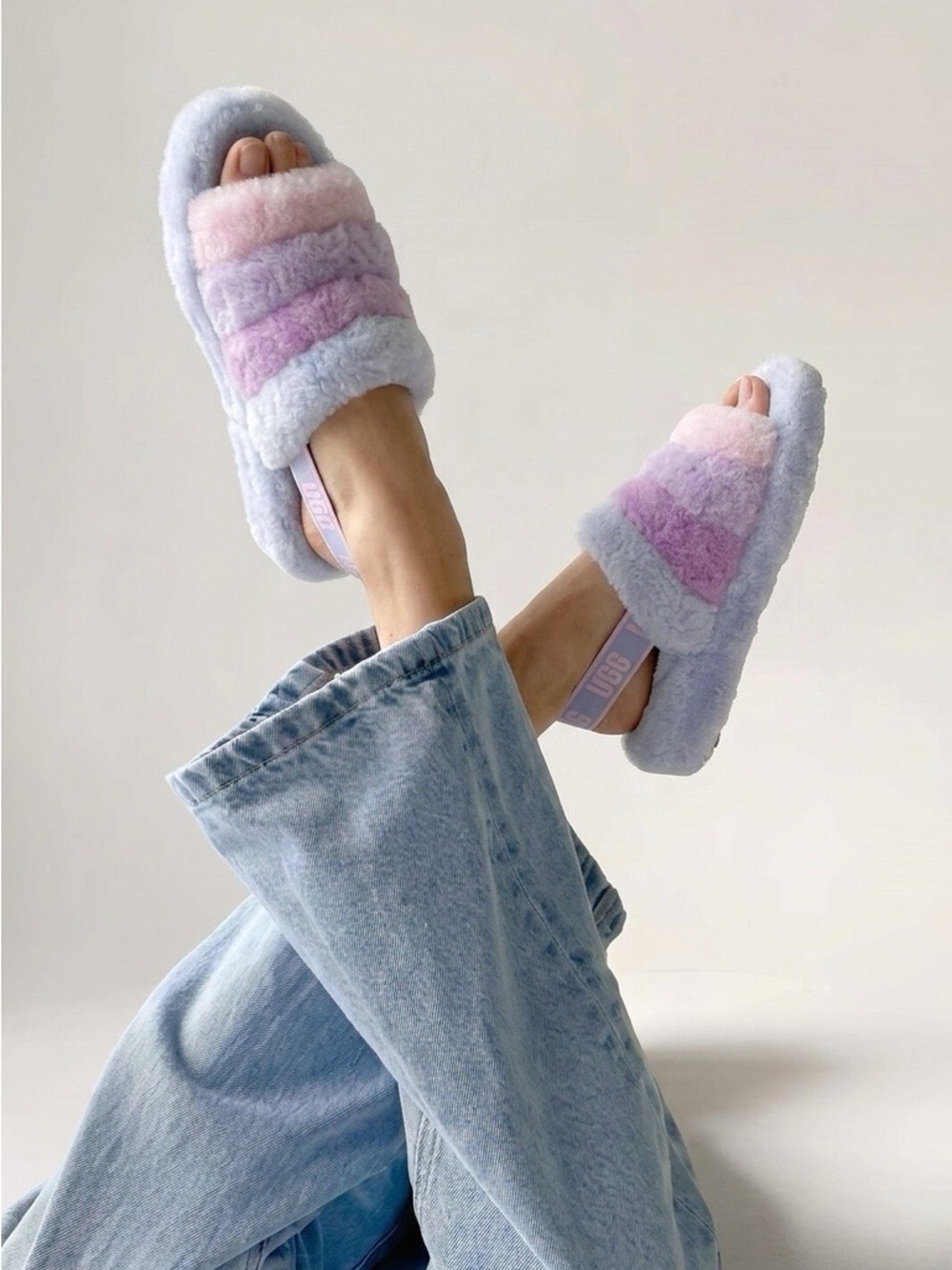 UGG Women’s Multi Pastel Fluff Yeah Slingback Slippers | Size 7